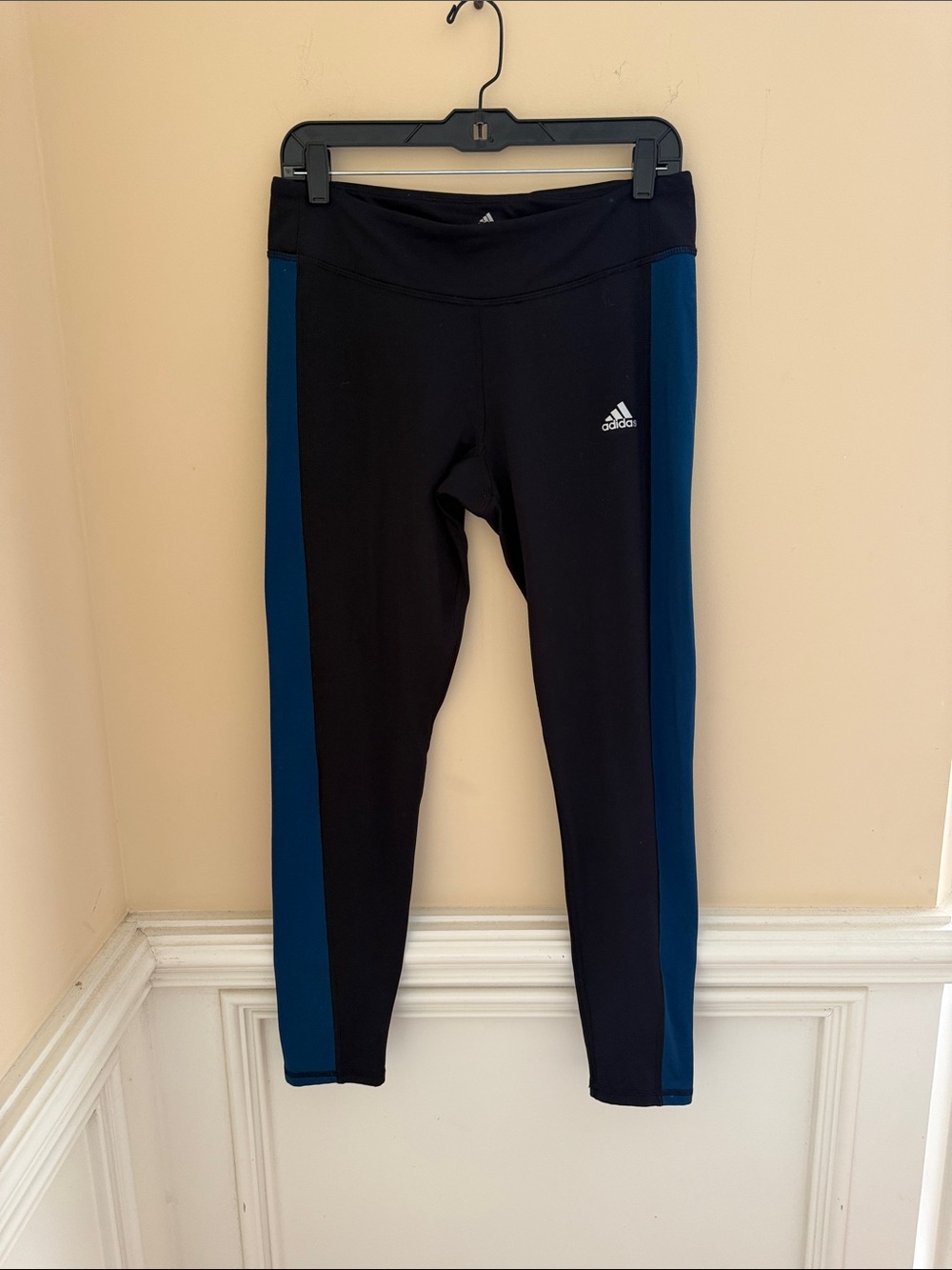 adidas Black and Teal Side-Panel‎ Kids Leggings Size Large